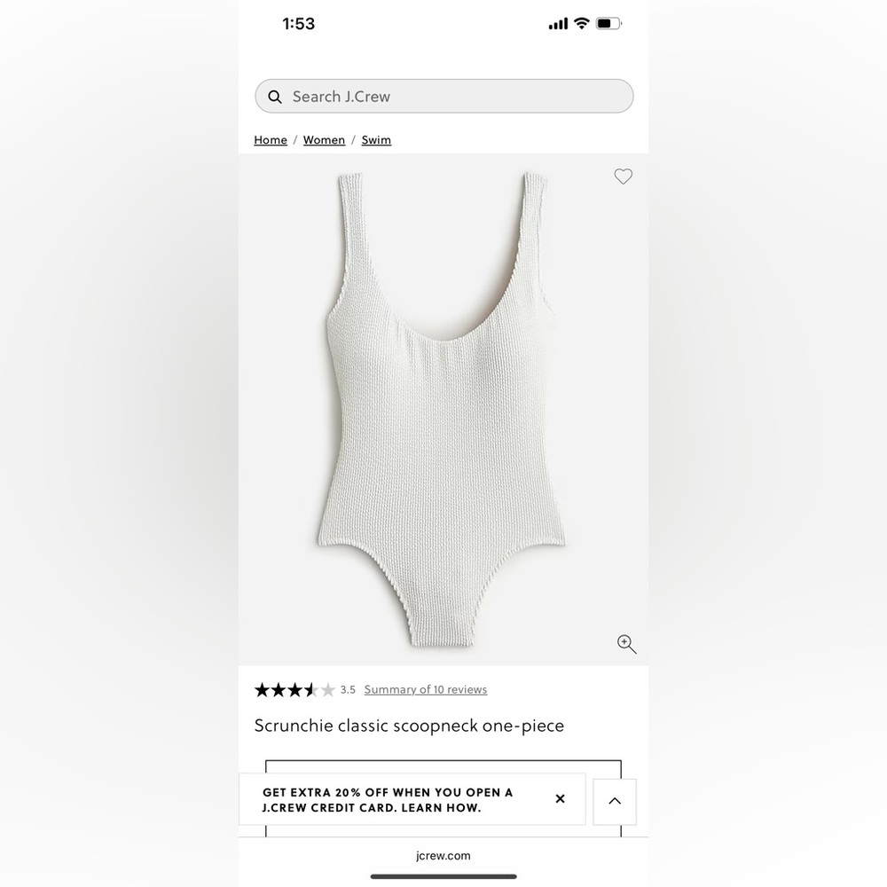 J.Crew Scoopneck One-Piece Swimsuit